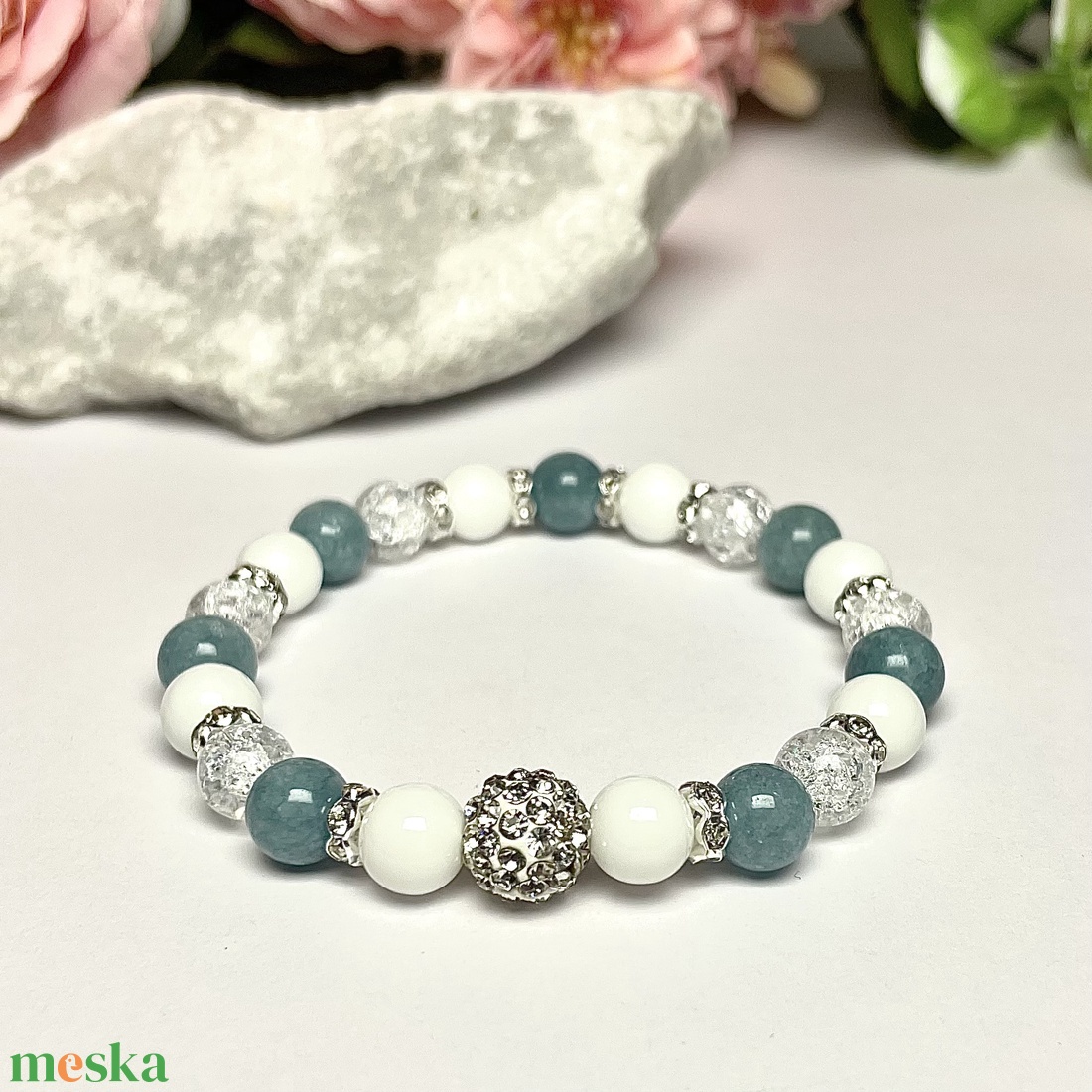 Örömanya szülőköszöntő ajándék ásvány karkötő shamballa dísszel díszdobozban kísérő szöveggel  - esküvő - emlék & ajándék - szülőköszöntő ajándék - Meska.hu