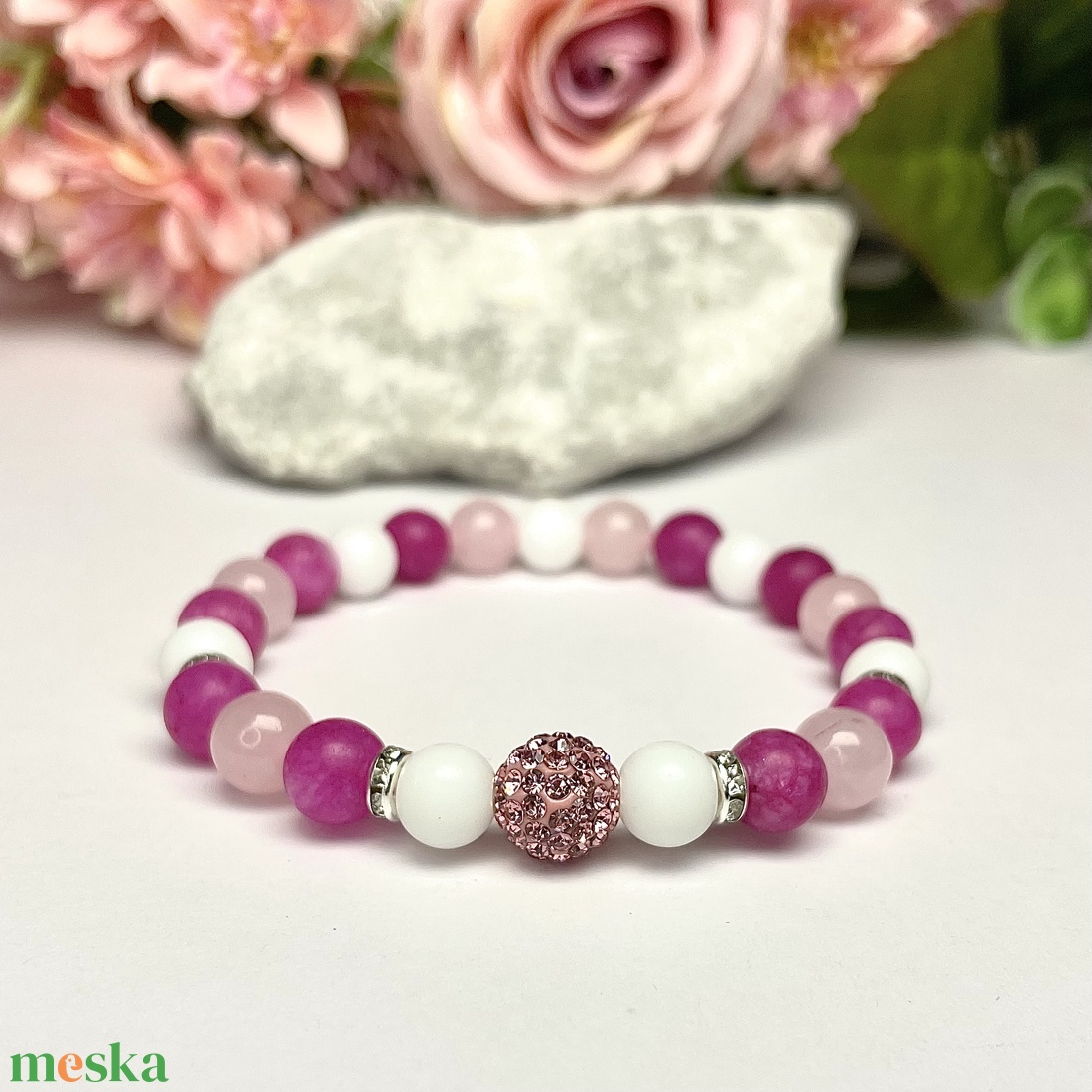 Örömanya szülőköszöntő ajándék ásvány karkötő shamballa dísszel díszdobozban kísérő szöveggel - esküvő - emlék & ajándék - szülőköszöntő ajándék - Meska.hu