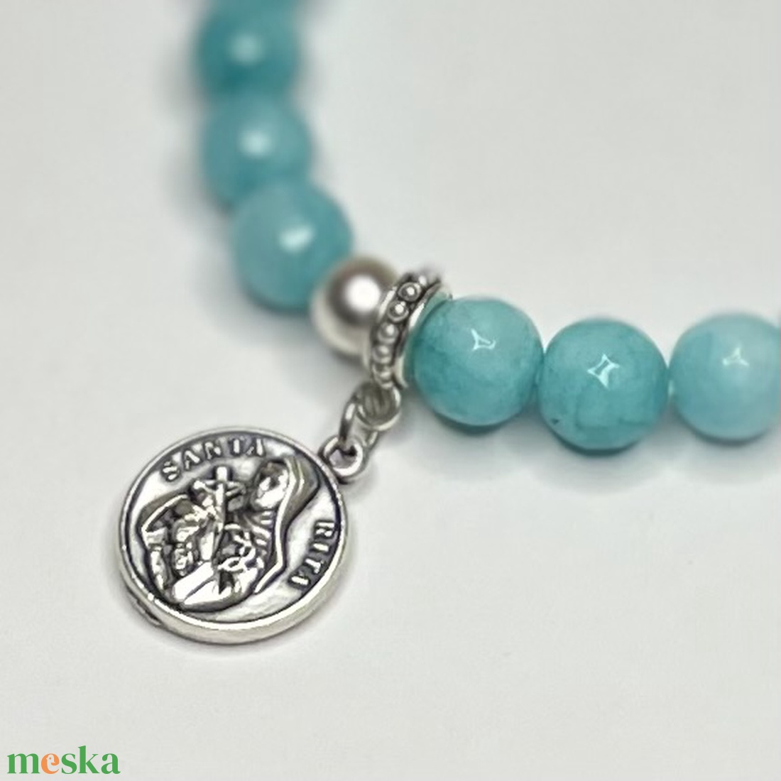Szent Rita rózsafüzér ásványkarkötő - ékszer - karkötő - ásványkarkötő - Meska.hu