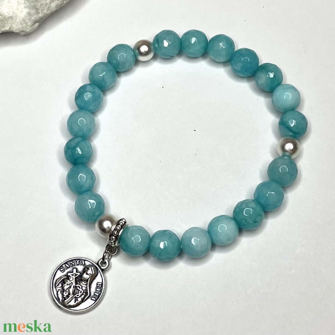 Szent Rita rózsafüzér ásványkarkötő - ékszer - karkötő - ásványkarkötő - Meska.hu