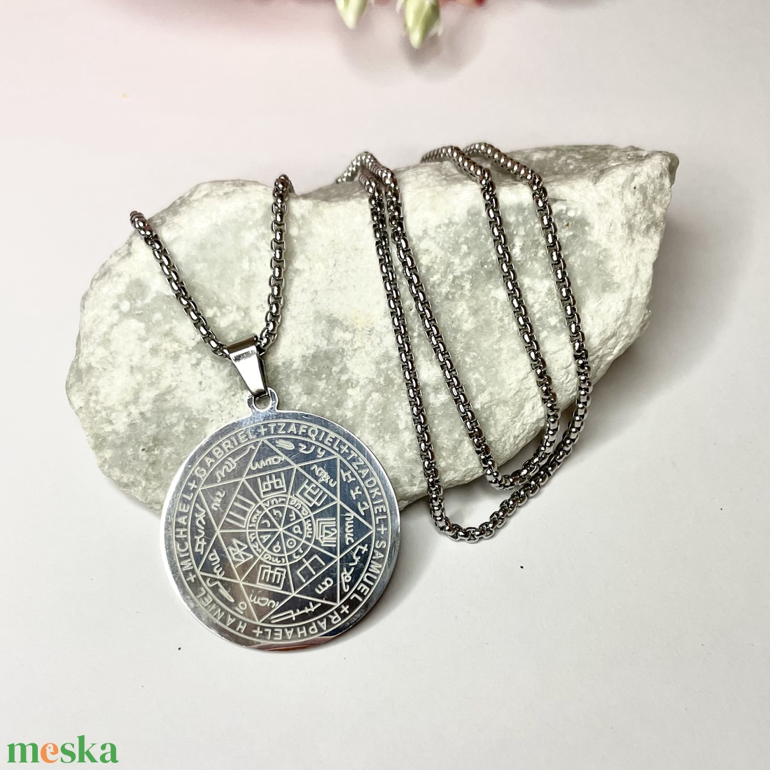 Hét arkangyal nemesacél nyaklánc medállal talizmán amulett - ékszer - nyaklánc - medálos nyaklánc - Meska.hu