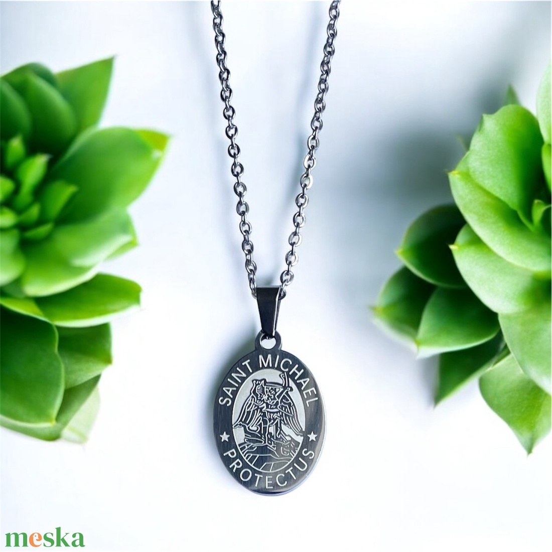 Ezüst színű Mihály arkangyal nemesacél medál védelmező amulett talizmán ezüst színű nemesacél láncon - ékszer - nyaklánc - medálos nyaklánc - Meska.hu Ezüst színű Mihály arkangyal nemesacél medál védelmező amulett talizmán ezüst színű nemesacél láncon - ékszer - nyaklánc - medálos nyaklánc - Meska.hu