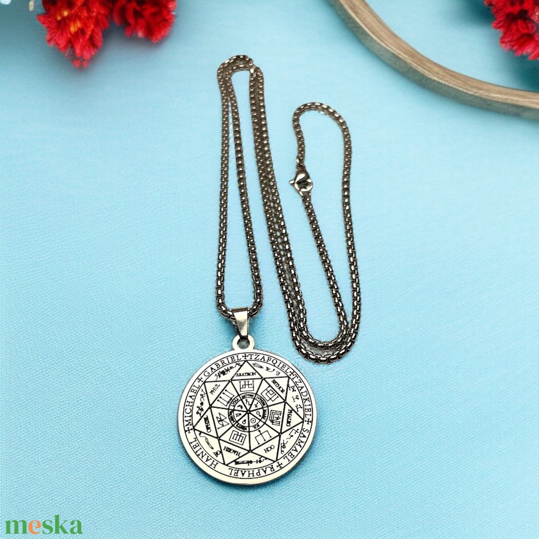 Hét arkangyal nemesacél nyaklánc medállal talizmán amulett (AM-001) - ékszer - nyaklánc - medálos nyaklánc - Meska.hu Hét arkangyal nemesacél nyaklánc medállal talizmán amulett (AM-001) - ékszer - nyaklánc - medálos nyaklánc - Meska.hu