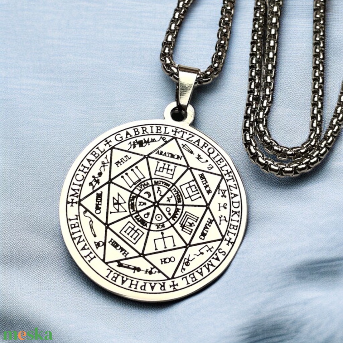Hét arkangyal nemesacél nyaklánc medállal talizmán amulett (AM-001) - ékszer - nyaklánc - medálos nyaklánc - Meska.hu Hét arkangyal nemesacél nyaklánc medállal talizmán amulett (AM-001) - ékszer - nyaklánc - medálos nyaklánc - Meska.hu