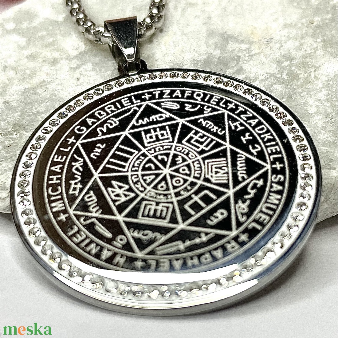 Hét arkangyal nemesacél nyaklánc apró strasszköves medállal talizmán amulett - ékszer - nyaklánc - medálos nyaklánc - Meska.hu Hét arkangyal nemesacél nyaklánc apró strasszköves medállal talizmán amulett - ékszer - nyaklánc - medálos nyaklánc - Meska.hu