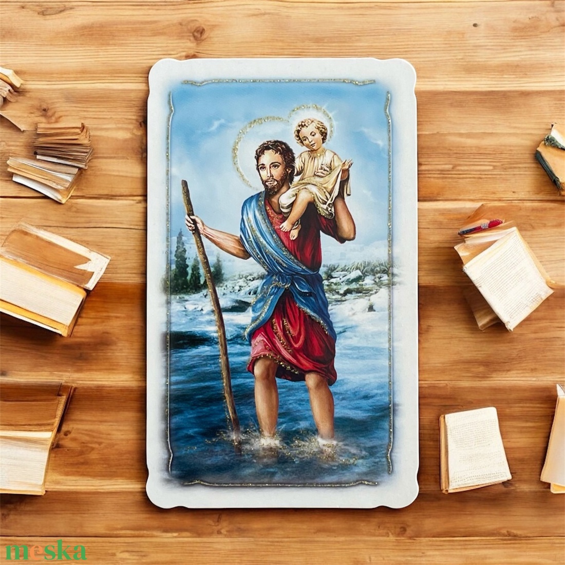 Szent Kristóf kép kártya 001 - otthon & életmód - papír, írószer - ajándékozás kellékei - képeslap, üdvözlőlap - Meska.hu Szent Kristóf kép kártya 001 - otthon & életmód - papír, írószer - ajándékozás kellékei - képeslap, üdvözlőlap - Meska.hu