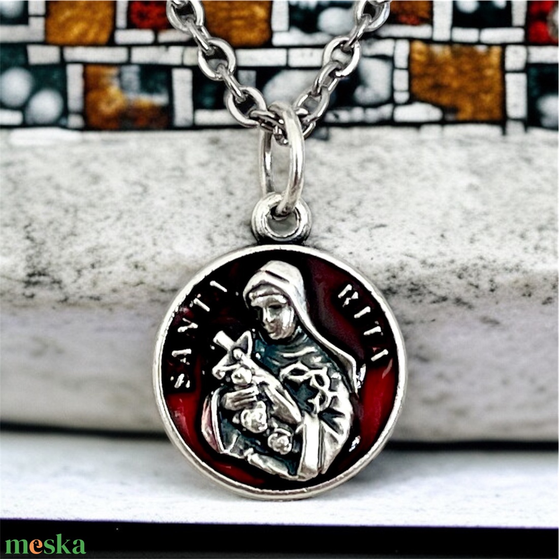 Szent Rita amulett medál talizmán nemesacél kapcsos láncon - ékszer - nyaklánc - medálos nyaklánc - Meska.hu Szent Rita amulett medál talizmán nemesacél kapcsos láncon - ékszer - nyaklánc - medálos nyaklánc - Meska.hu