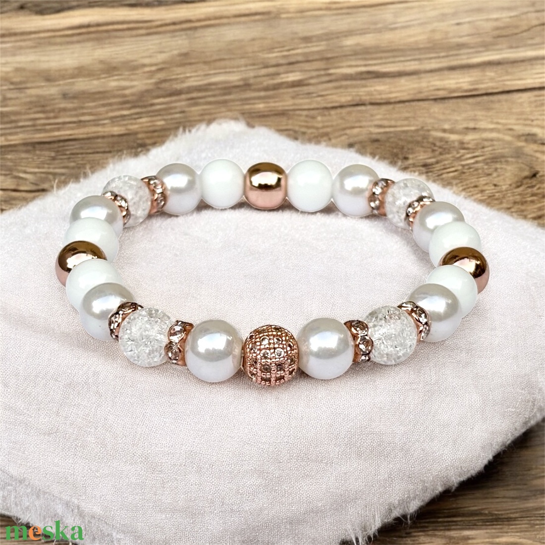 LUXURY rosegold fehér ásványgyöngy karkötő 16-16,5 5583794 - ékszer - karkötő - ásványkarkötő - Meska.hu LUXURY rosegold fehér ásványgyöngy karkötő 16-16,5 5583794 - ékszer - karkötő - ásványkarkötő - Meska.hu
