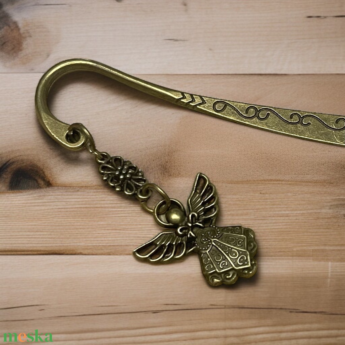 Vintage stílusú antikolt jellegű fém bronz angyalkás könyvjelző ajándék karácsonyra  - könyv & zene - könyvjelző - Meska.hu