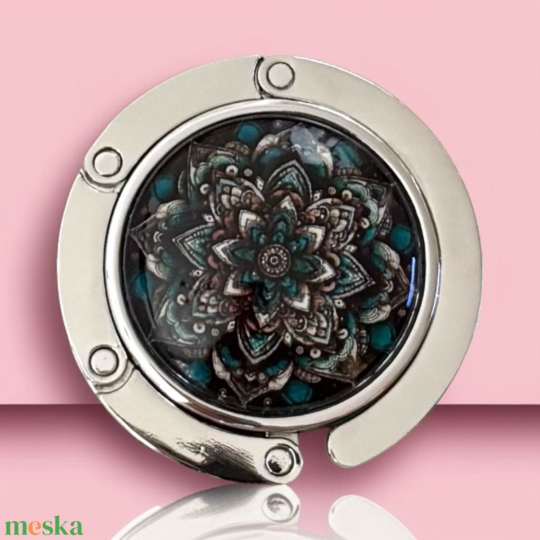 Mandala mintázatú Üveglencsés Táska Akasztó Táskaakasztó 5596686 - táska & tok - kulcstartó & táskadísz - táskaakasztó - Meska.hu