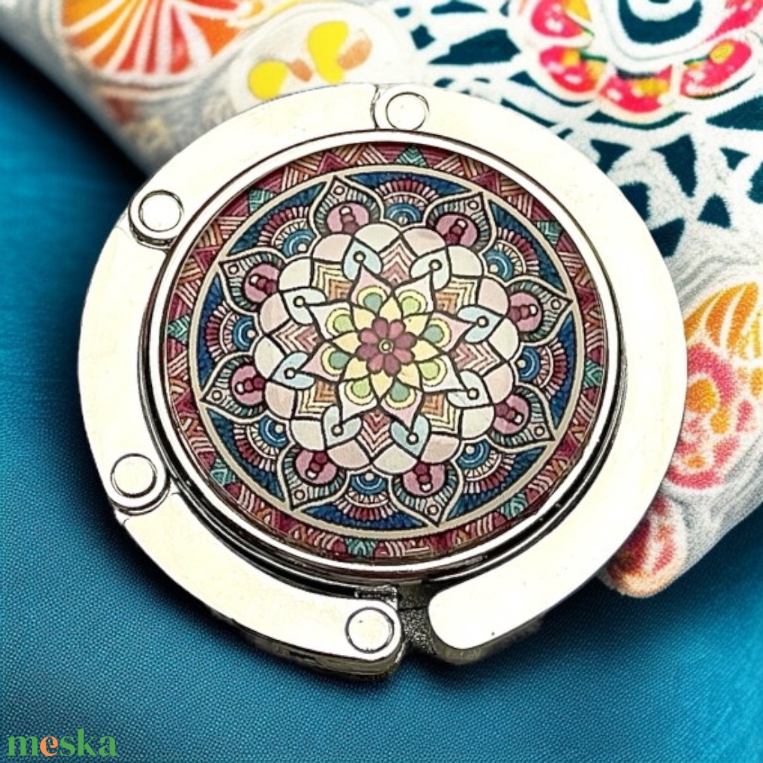 Mandala mintázatú Üveglencsés Táska Akasztó Táskaakasztó - táska & tok - kulcstartó & táskadísz - táskaakasztó - Meska.hu