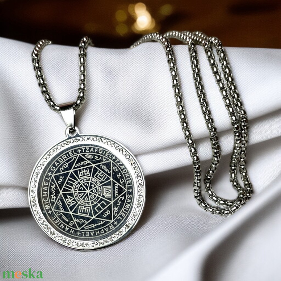 Hét arkangyal nemesacél nyaklánc apró strasszköves medállal talizmán amulett - ékszer - nyaklánc - medálos nyaklánc - Meska.hu Hét arkangyal nemesacél nyaklánc apró strasszköves medállal talizmán amulett - ékszer - nyaklánc - medálos nyaklánc - Meska.hu
