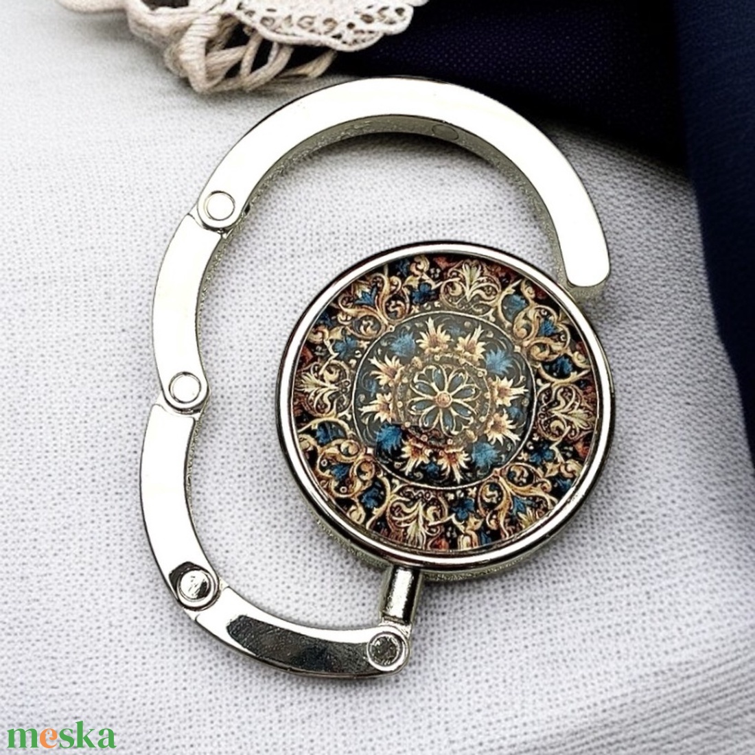 Mandala Barokk mintázatú Üveglencsés Táska Akasztó Táskaakasztó - táska & tok - kulcstartó & táskadísz - táskaakasztó - Meska.hu