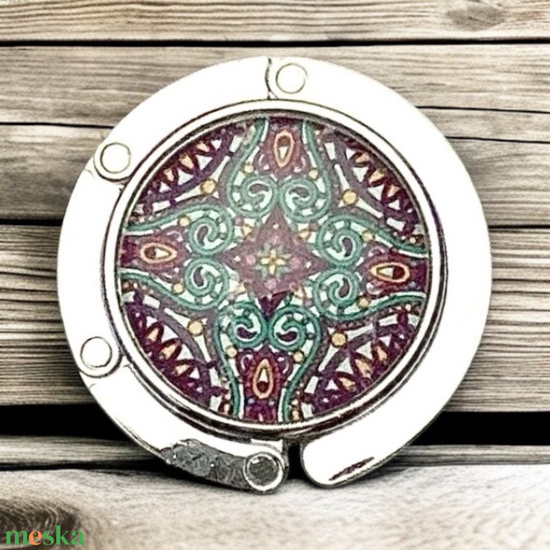 Mandala mintázatú Üveglencsés Táska Akasztó Táskaakasztó - táska & tok - kulcstartó & táskadísz - táskaakasztó - Meska.hu