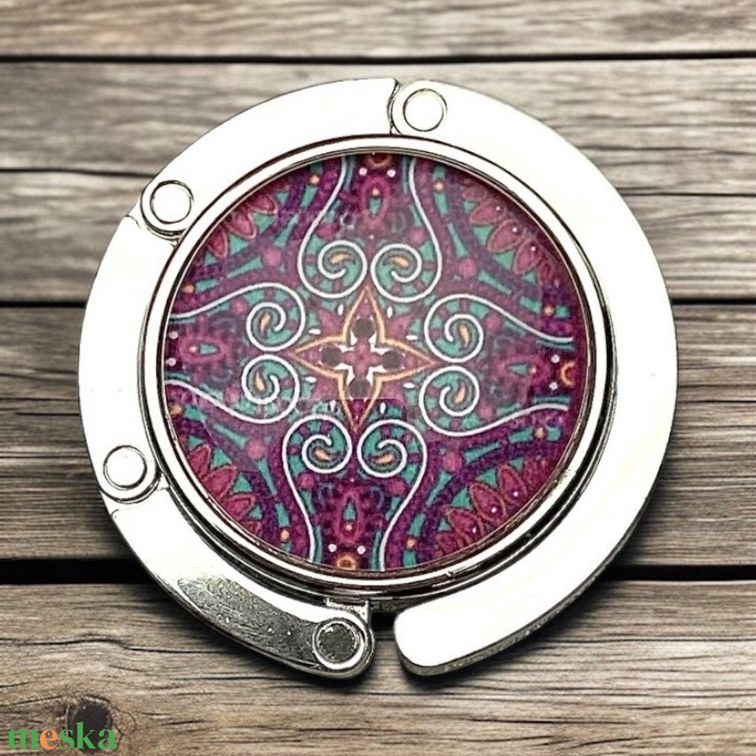 Mandala mintázatú Üveglencsés Táska Akasztó Táskaakasztó - táska & tok - kulcstartó & táskadísz - táskaakasztó - Meska.hu