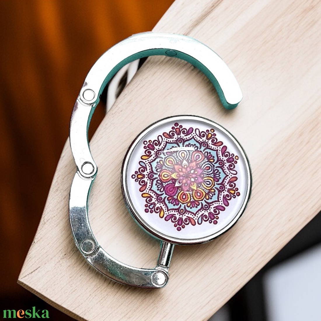 Mandala mintázatú Üveglencsés Táska Akasztó Táskaakasztó - táska & tok - kulcstartó & táskadísz - táskaakasztó - Meska.hu