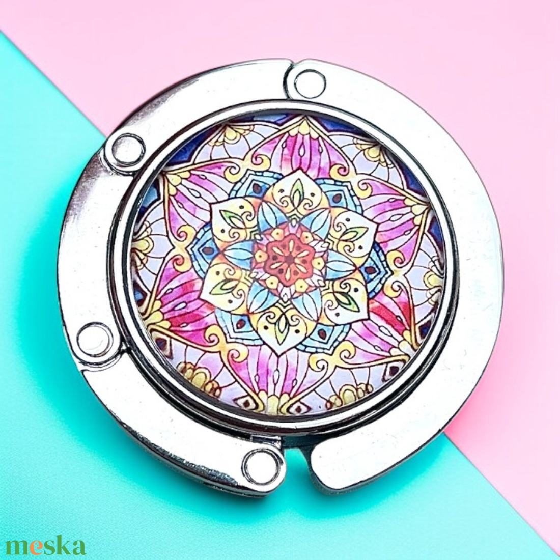 Mandala mintázatú Üveglencsés Táska Akasztó Táskaakasztó - táska & tok - kulcstartó & táskadísz - táskaakasztó - Meska.hu
