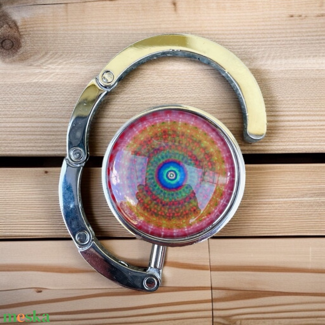 Mandala mintázatú Üveglencsés Táska Akasztó Táskaakasztó - táska & tok - kulcstartó & táskadísz - táskaakasztó - Meska.hu
