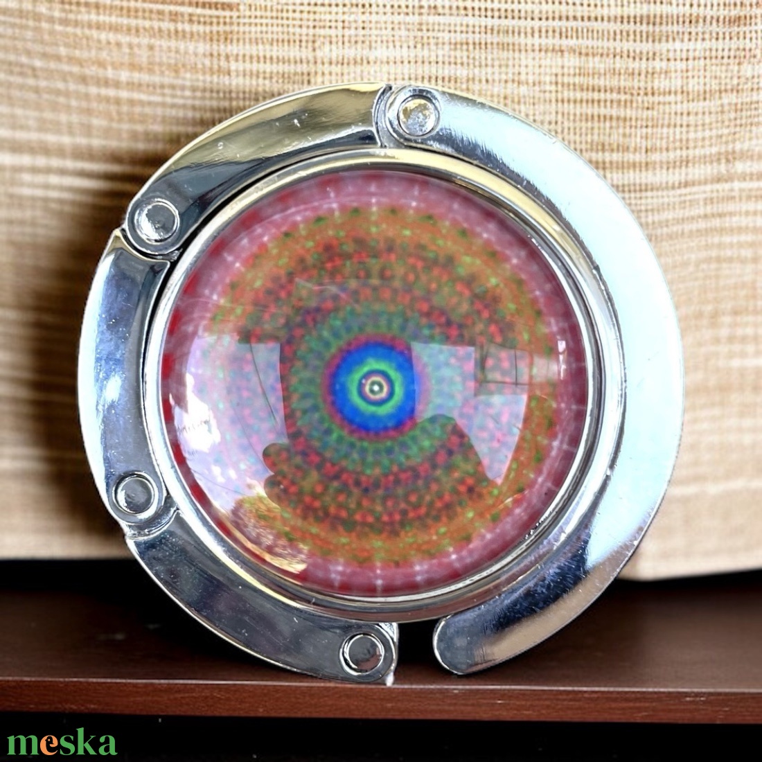 Mandala mintázatú Üveglencsés Táska Akasztó Táskaakasztó - táska & tok - kulcstartó & táskadísz - táskaakasztó - Meska.hu
