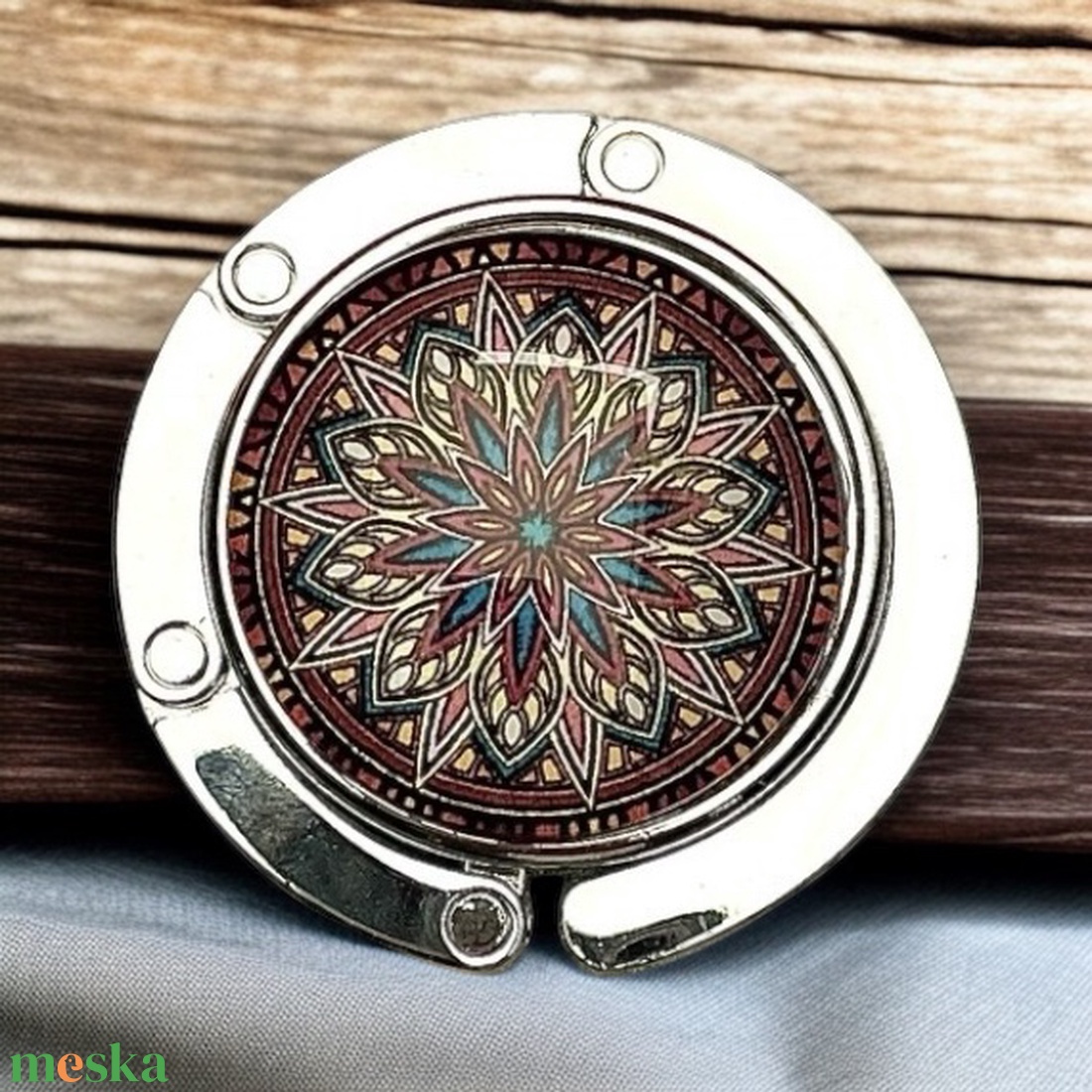 Mandala mintázatú Üveglencsés Táska Akasztó Táskaakasztó - táska & tok - kulcstartó & táskadísz - táskaakasztó - Meska.hu