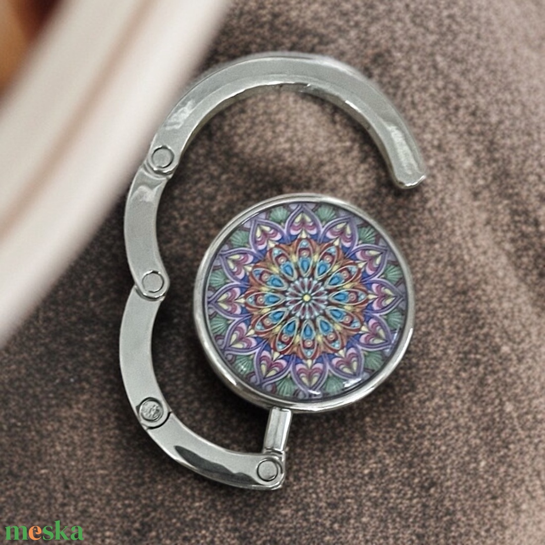 Mandala mintázatú Üveglencsés Táska Akasztó Táskaakasztó - táska & tok - kulcstartó & táskadísz - táskaakasztó - Meska.hu