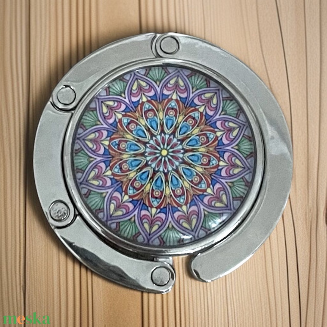 Mandala mintázatú Üveglencsés Táska Akasztó Táskaakasztó - táska & tok - kulcstartó & táskadísz - táskaakasztó - Meska.hu