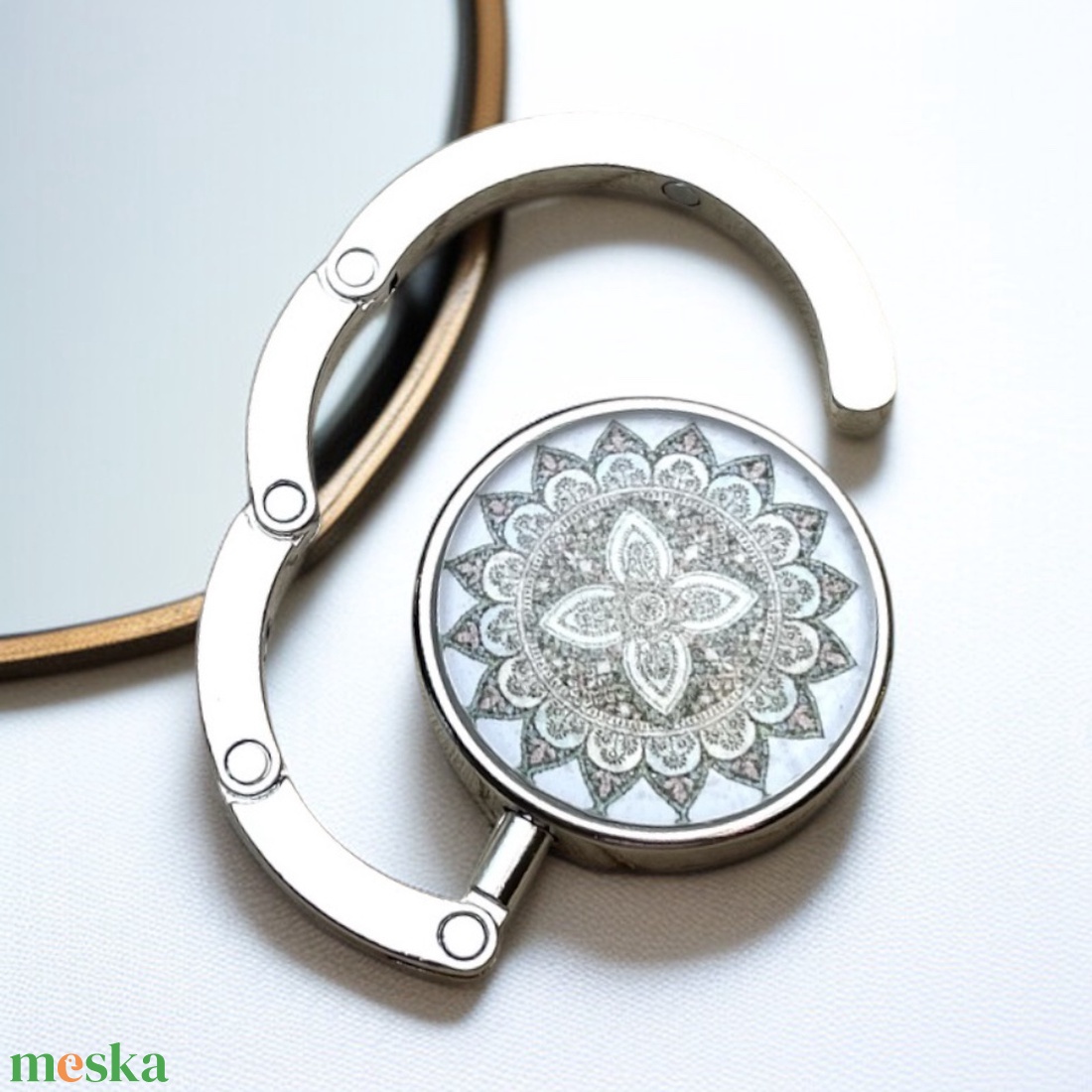 Arany selyemfényes mandala mintás Táska Akasztó Táskaakasztó - táska & tok - kulcstartó & táskadísz - táskaakasztó - Meska.hu