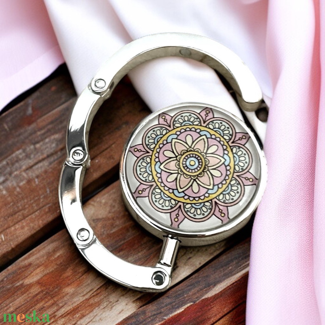 Mandala mintázatú Üveglencsés Táska Akasztó Táskaakasztó - táska & tok - kulcstartó & táskadísz - táskaakasztó - Meska.hu