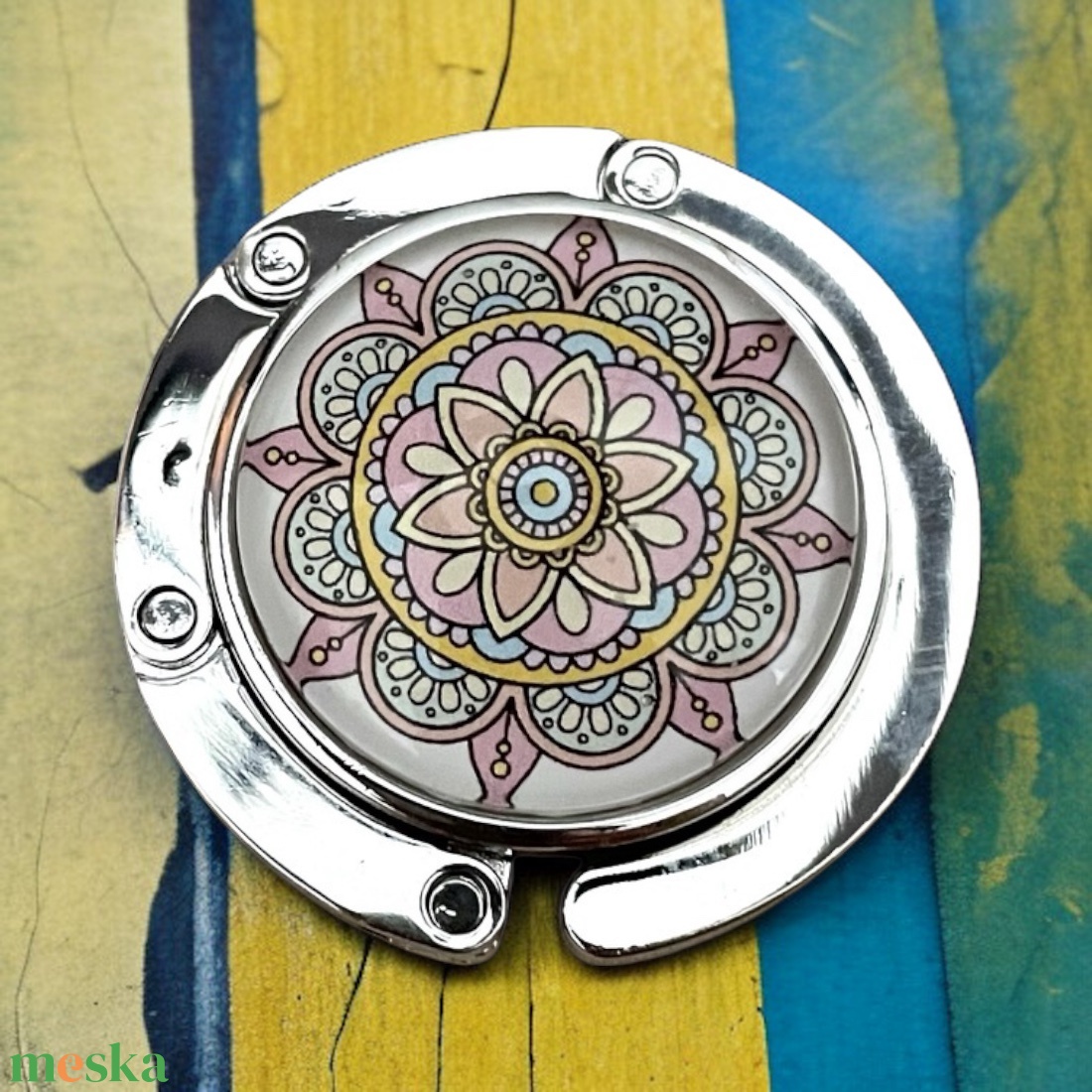 Mandala mintázatú Üveglencsés Táska Akasztó Táskaakasztó - táska & tok - kulcstartó & táskadísz - táskaakasztó - Meska.hu