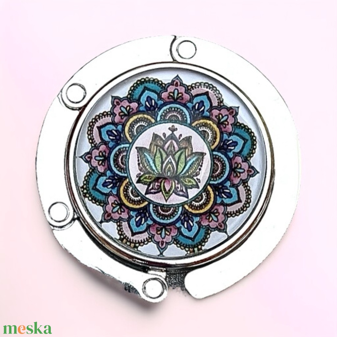 Mandala mintázatú Üveglencsés Táska Akasztó Táskaakasztó - táska & tok - kulcstartó & táskadísz - táskaakasztó - Meska.hu