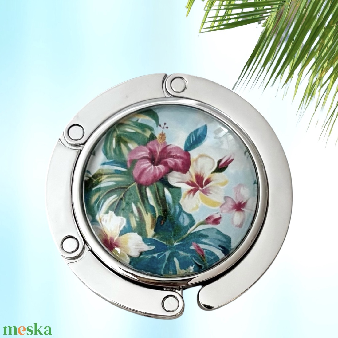 Trópusi Virág mintázatú Üveglencsés Táska Akasztó Táskaakasztó 5603873 - táska & tok - kulcstartó & táskadísz - táskaakasztó - Meska.hu