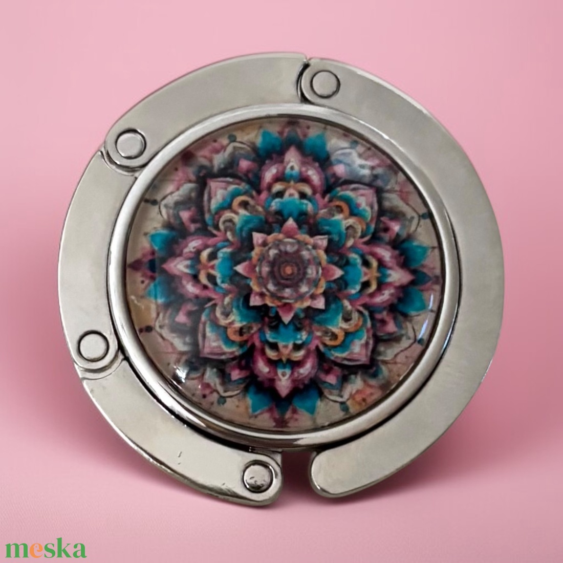 Mandala Virág mintázatú Üveglencsés Táska Akasztó Táskaakasztó 5603838 - táska & tok - kulcstartó & táskadísz - táskaakasztó - Meska.hu