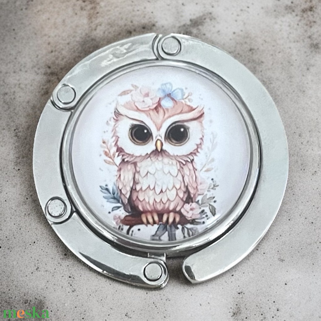 Bagoly mintázatú Üveglencsés Táska Akasztó Táskaakasztó - táska & tok - kulcstartó & táskadísz - táskaakasztó - Meska.hu