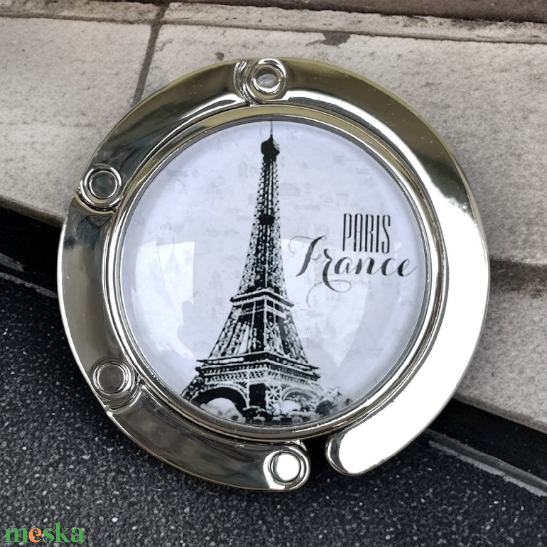 Paris Párizs Eiffel torony Francia Üveglencsés Táska Akasztó Táskaakasztó - táska & tok - kulcstartó & táskadísz - táskaakasztó - Meska.hu