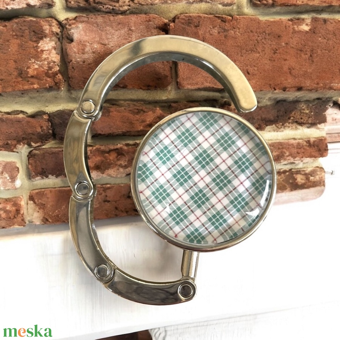Kockás mintázatú Üveglencsés Táska Akasztó Táskaakasztó - táska & tok - kulcstartó & táskadísz - táskaakasztó - Meska.hu