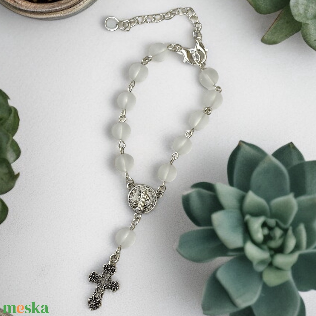 Tizedes autós rózsafüzér matt üveggyöngyökből 5584186 - otthon & életmód - vallás - lánc & füzér - Meska.hu