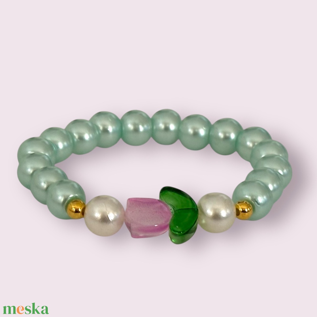 Színes vidám gyerek karkötő tulipános 11-12 cm 5582742 - ékszer - karkötő - bogyós karkötő - Meska.hu