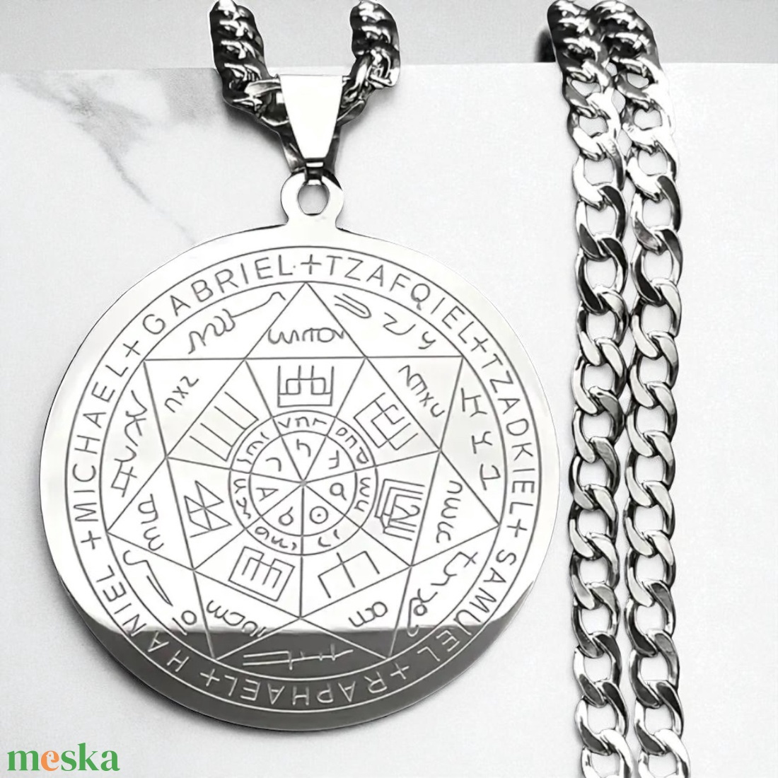 Hét arkangyal nemesacél nyaklánc medállal talizmán amulett (sima) - ékszer - nyaklánc - medálos nyaklánc - Meska.hu Hét arkangyal nemesacél nyaklánc medállal talizmán amulett (sima) - ékszer - nyaklánc - medálos nyaklánc - Meska.hu