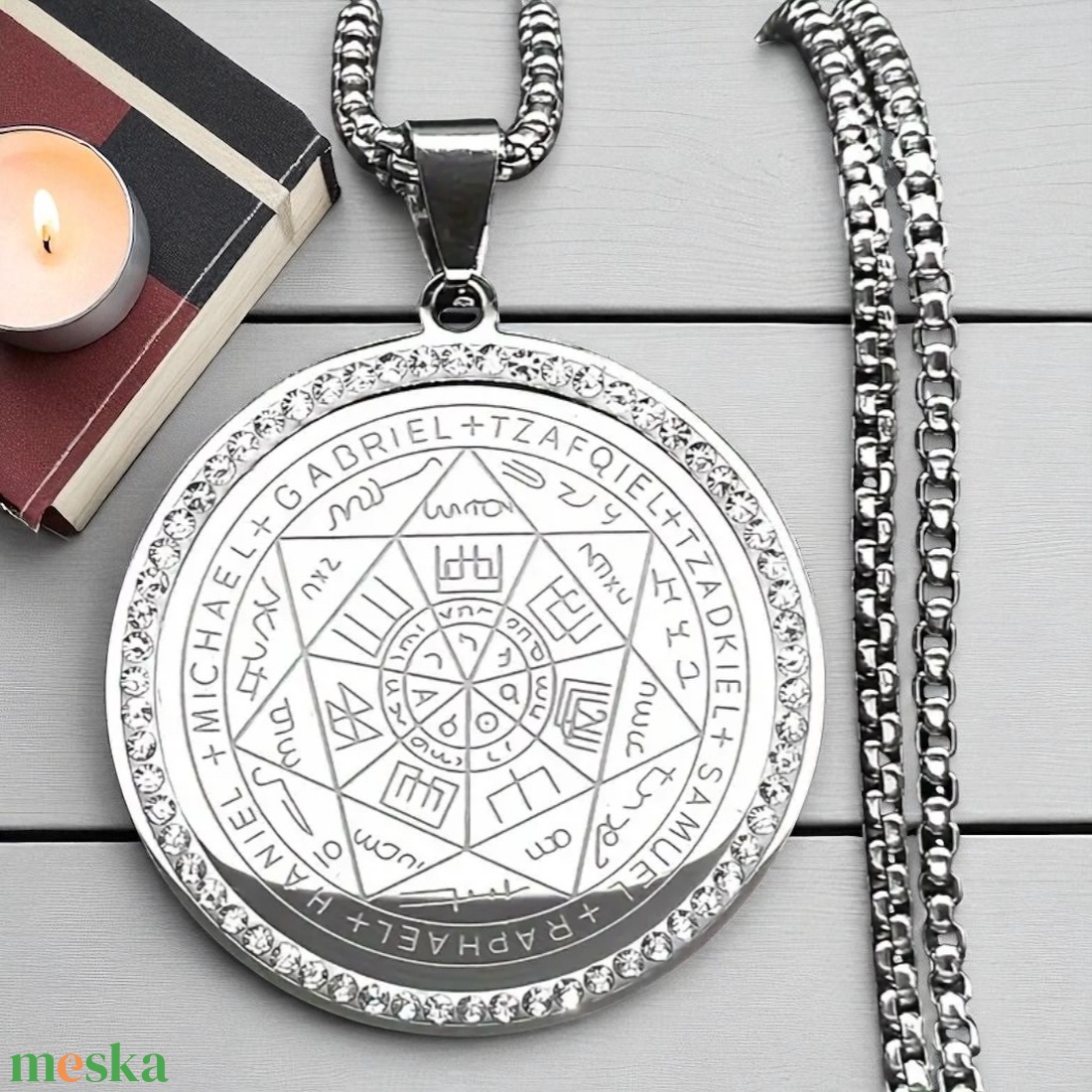 Hét arkangyal nemesacél nyaklánc apró strasszköves medállal talizmán amulett - ékszer - nyaklánc - medálos nyaklánc - Meska.hu Hét arkangyal nemesacél nyaklánc apró strasszköves medállal talizmán amulett - ékszer - nyaklánc - medálos nyaklánc - Meska.hu