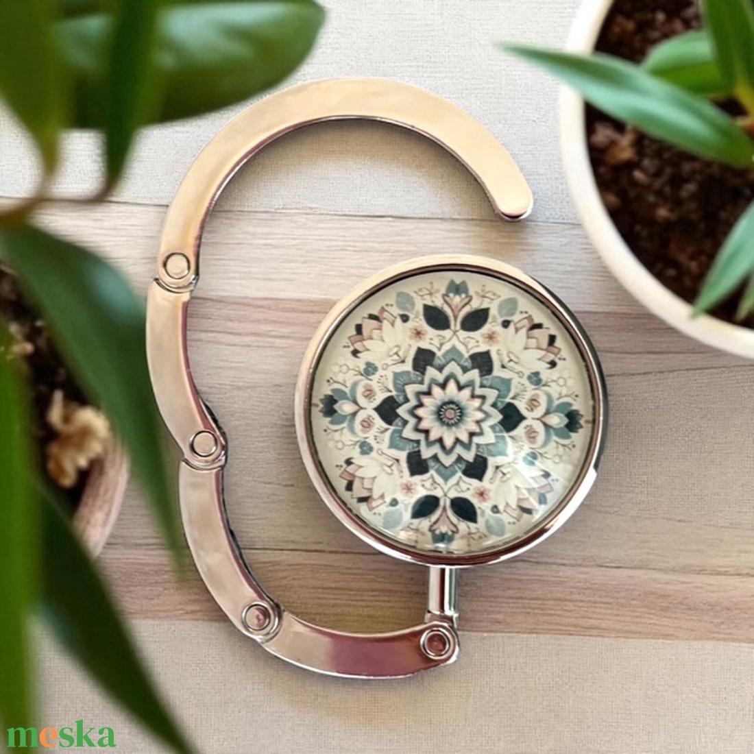 Csempe Virág mintázatú Üveglencsés Táska Akasztó Táskaakasztó 5641751 - táska & tok - kulcstartó & táskadísz - táskaakasztó - Meska.hu