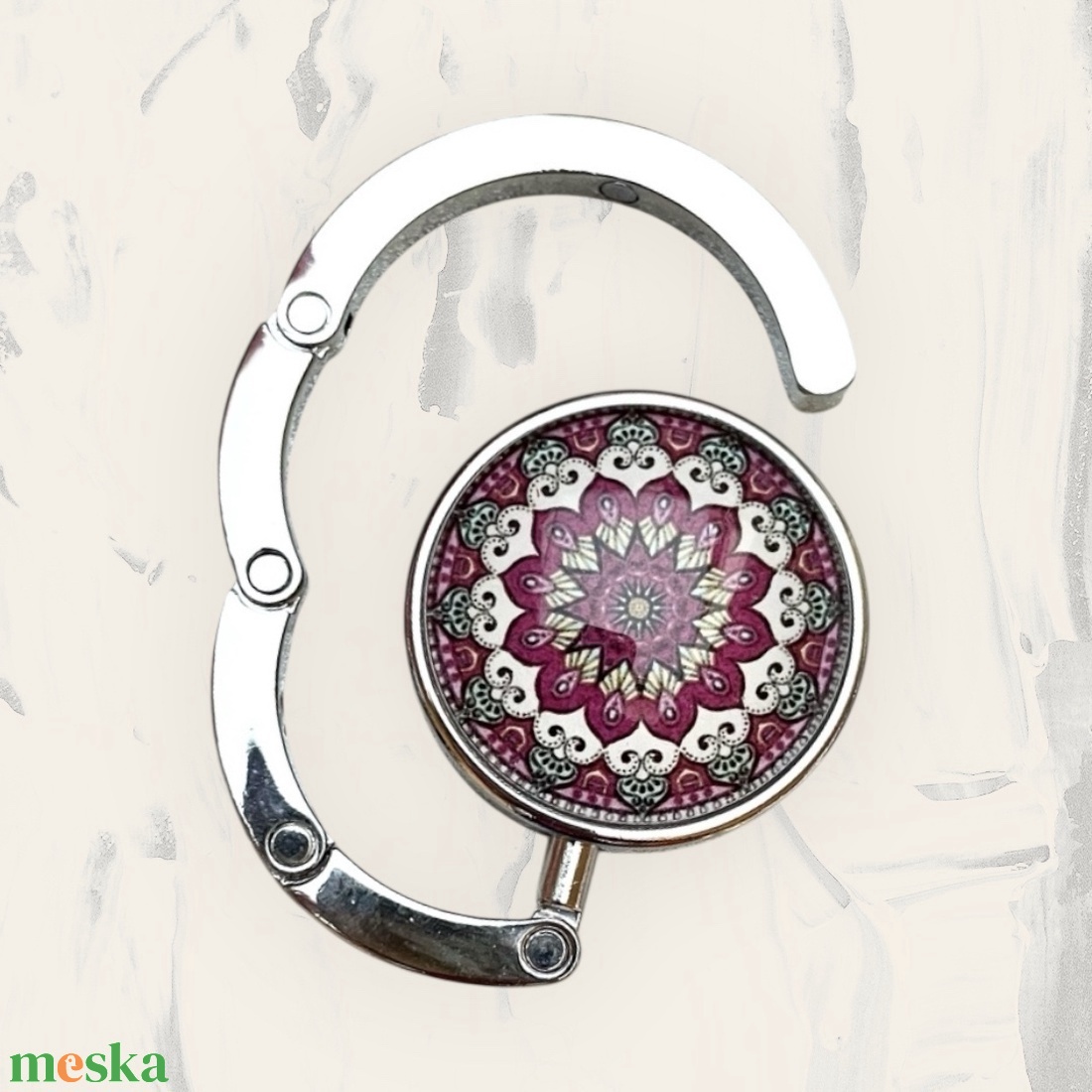Mandala mintázatú Üveglencsés Táska Akasztó Táskaakasztó 5638417 - táska & tok - kulcstartó & táskadísz - táskaakasztó - Meska.hu