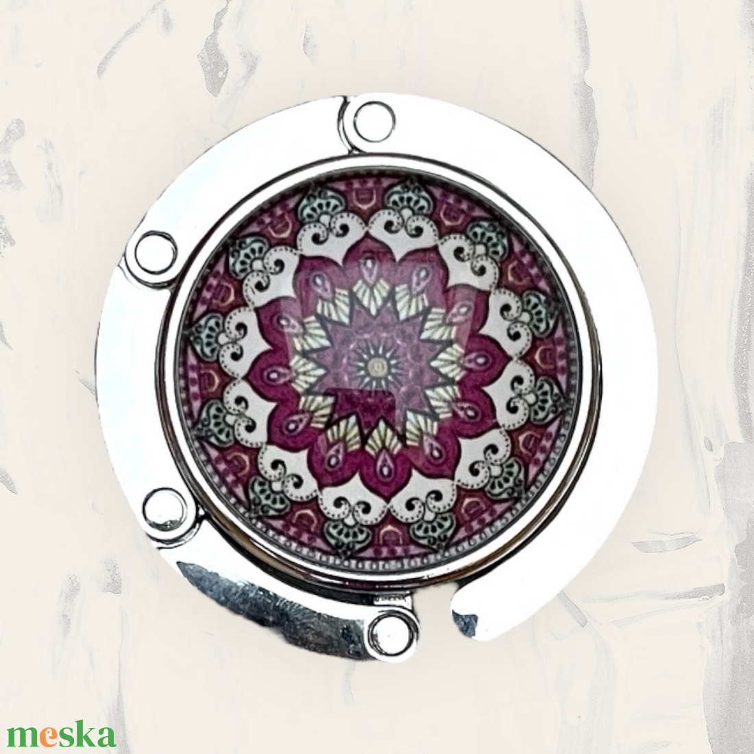 Mandala mintázatú Üveglencsés Táska Akasztó Táskaakasztó 5638417 - táska & tok - kulcstartó & táskadísz - táskaakasztó - Meska.hu