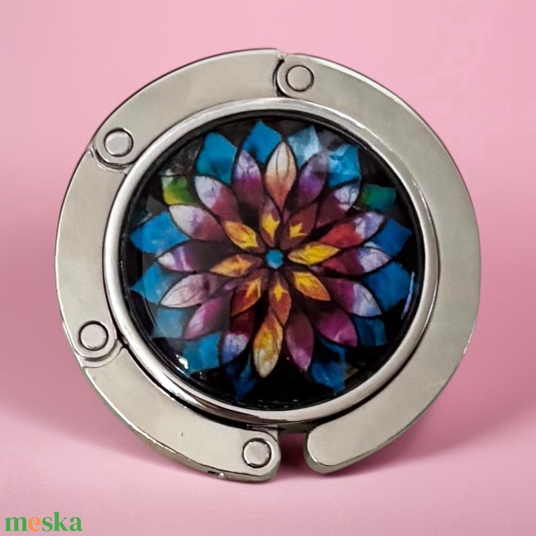 Mandala Virág mintázatú Üveglencsés Táska Akasztó Táskaakasztó 5635432 - táska & tok - kulcstartó & táskadísz - táskaakasztó - Meska.hu