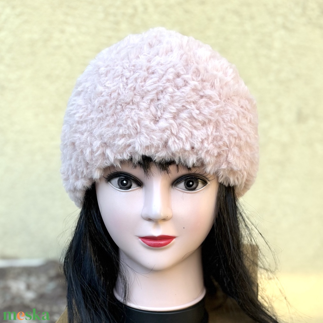 Szőrme hatású meleg kötött női sapka gyerek tini méret barackrózsaszín 5637548 - ruha & divat - sál, sapka, kendő - sapka - Meska.hu