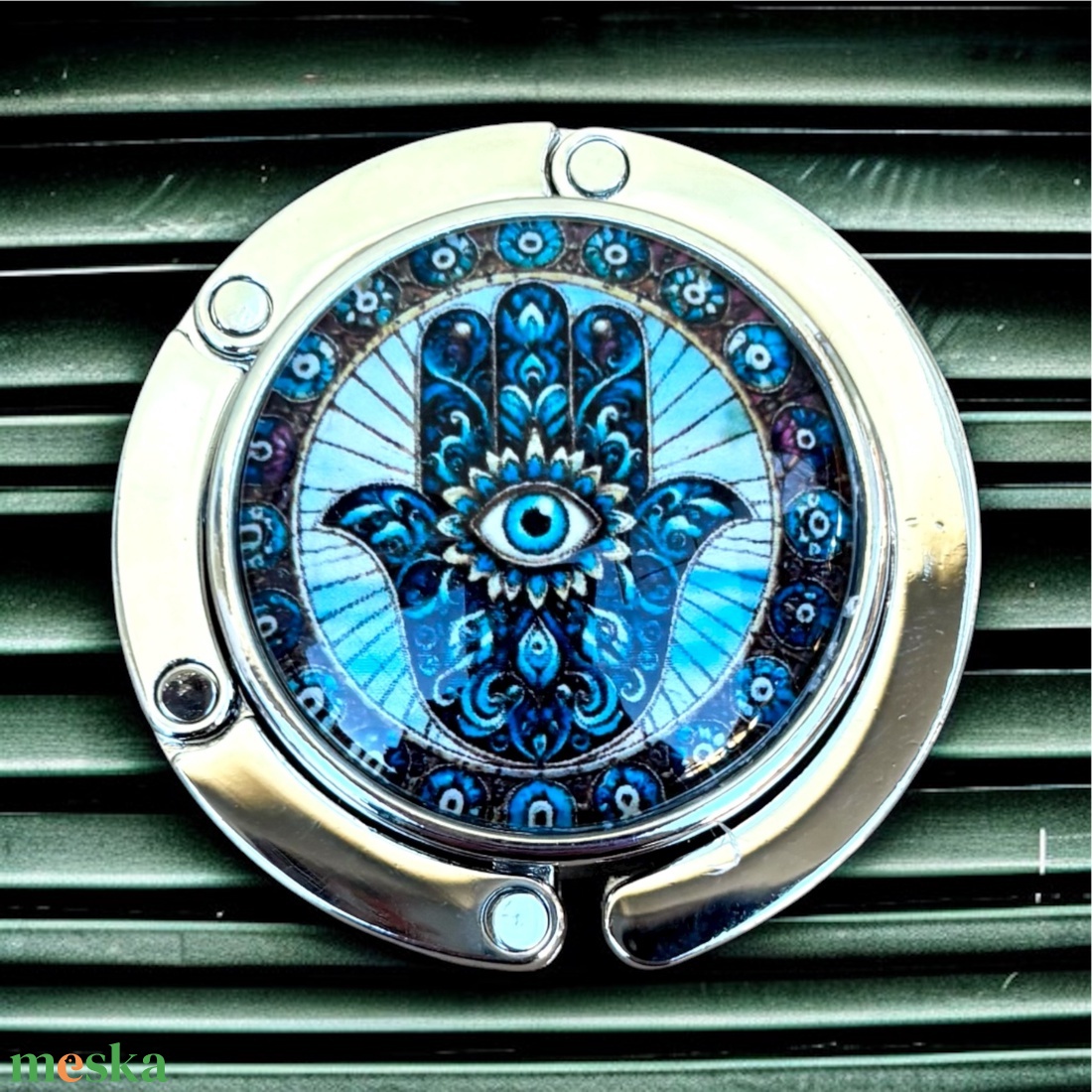 Hamsa kéz védelmező mintázatú Üveglencsés Táska Akasztó Táskaakasztó 5666304 - táska & tok - kulcstartó & táskadísz - táskaakasztó - Meska.hu