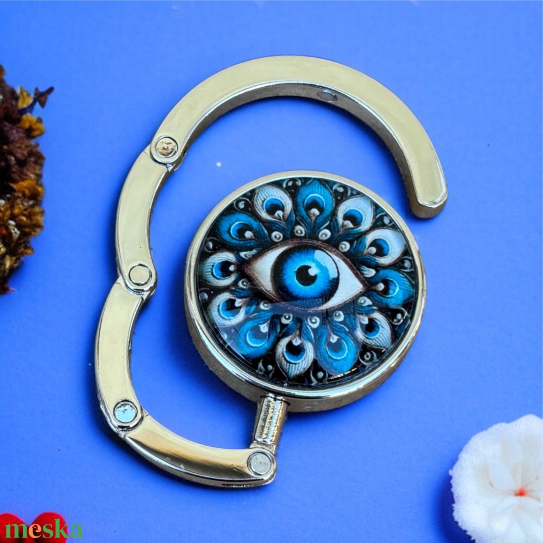 Védelmező szem mintázatú Üveglencsés Táska Akasztó Táskaakasztó 5666326 - táska & tok - kulcstartó & táskadísz - táskaakasztó - Meska.hu