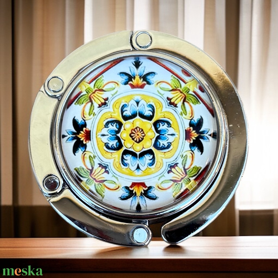 Virág mintázatú Üveglencsés Táska Akasztó Táskaakasztó 5666351 - táska & tok - kulcstartó & táskadísz - táskaakasztó - Meska.hu