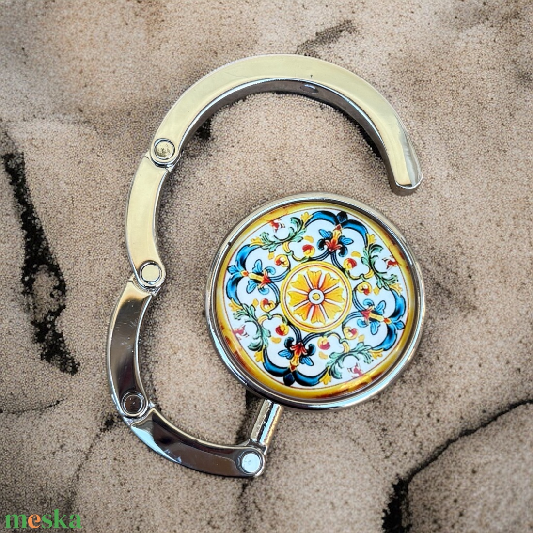 Virág mintázatú Üveglencsés Táska Akasztó Táskaakasztó 5666357 - táska & tok - kulcstartó & táskadísz - táskaakasztó - Meska.hu