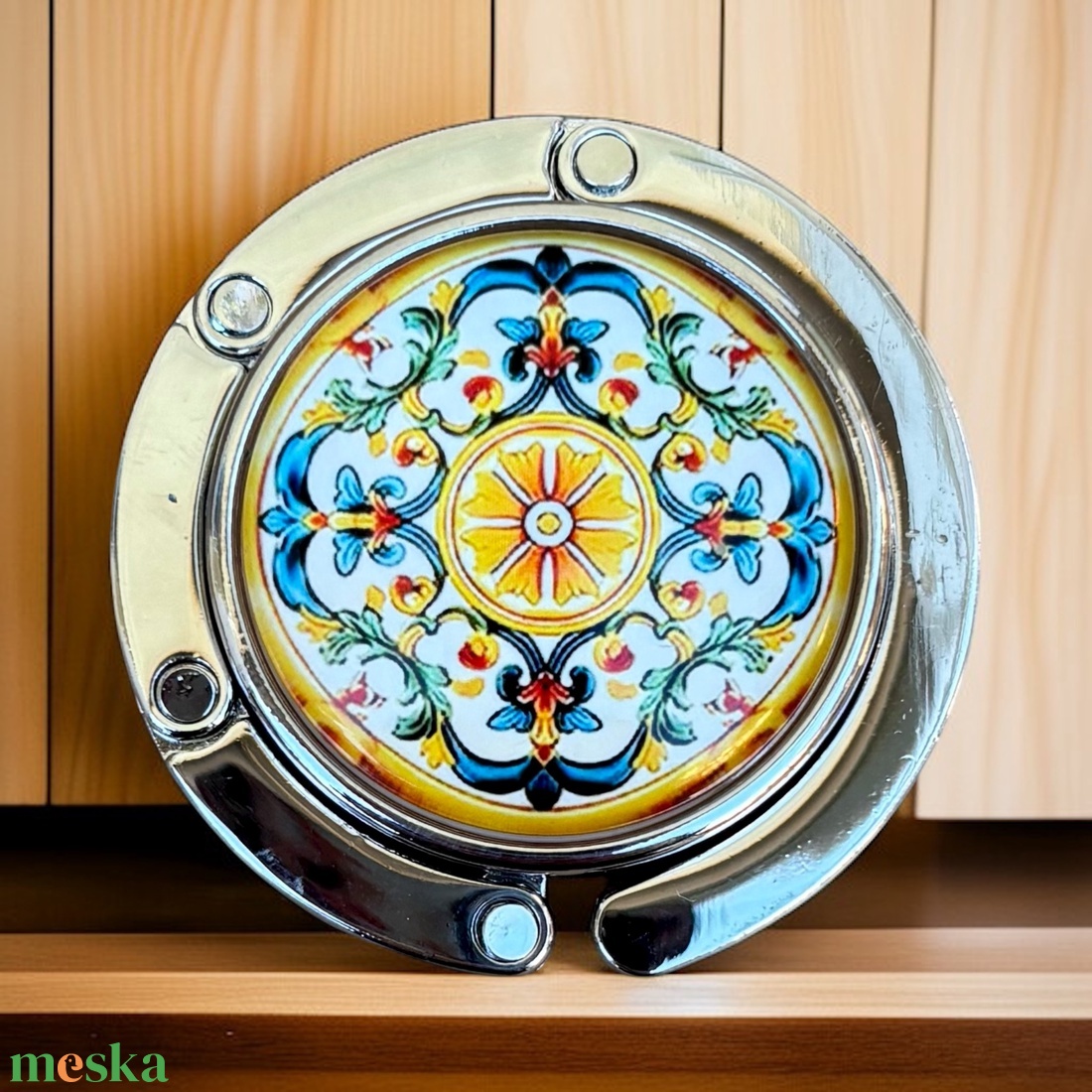 Virág mintázatú Üveglencsés Táska Akasztó Táskaakasztó 5666357 - táska & tok - kulcstartó & táskadísz - táskaakasztó - Meska.hu