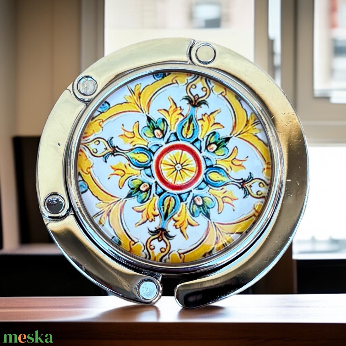 Virág mintázatú Üveglencsés Táska Akasztó Táskaakasztó 5666363 - táska & tok - kulcstartó & táskadísz - táskaakasztó - Meska.hu